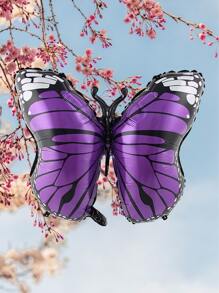 1 pieza Globo de PE, globo de decoración de celebración de fiesta de diseño de mariposa creativa para fiesta - Morado - Ver 2