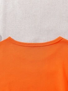 少女漫畫貓圖形t恤 - 橘色 - 查看 6