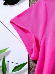 Girls Cat & Slogan Graphic Tee - Hot Pink - View 5