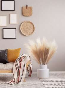 15入組假香氛草和1只白色花瓶，18英寸香氛草波西米亞風格家居裝飾，用於矮花瓶填充物的人造高香氛草，適合客房裝飾、婚禮中心裝飾和派對裝飾 - 駝色 - 查看 2