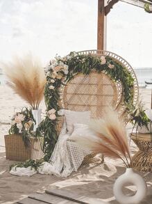 15入組假香氛草和1只白色花瓶，18英寸香氛草波西米亞風格家居裝飾，用於矮花瓶填充物的人造高香氛草，適合客房裝飾、婚禮中心裝飾和派對裝飾 - 駝色 - 查看 6