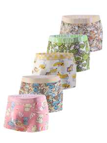 Hombres 5 piezas Calzoncillos boxer con estampado de dibujos animados - Multicolor - Ver 1