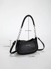 Mini Hobo Bag Letter Graphic PU - Black - View 5