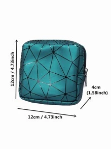 1 件几何图案卫生巾收纳袋，便携式旅行收纳袋，适用于旅行收纳袋、化妆包、化妆包、度假收纳袋、大容量化妆品收纳盒化妆盒，适用于口红、刷子、护肤品、手机、硬币、小物品，适用于家庭、礼物、度假和节日万圣节圣诞节多功能用途 - 墨綠色 - 查看 3