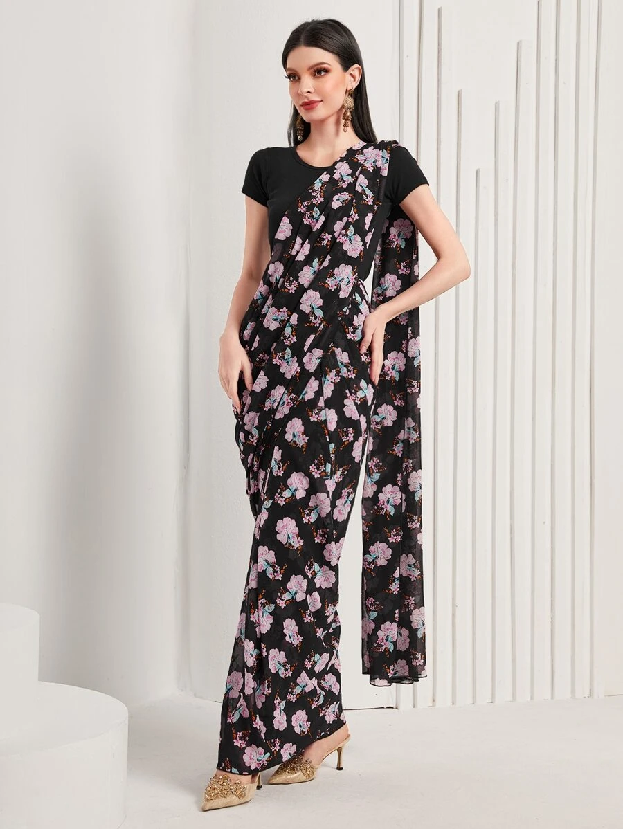 Divindia 印花雪紡紗麗