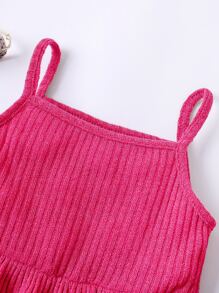 Toddler Girls Ruffle Hem Cami Top & Paperbag Waist Shorts - Hot Pink - View 4