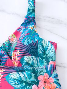 SHEIN Swim Tropical & Floral Print Tankini Summer Beach - Multicolor - View 6