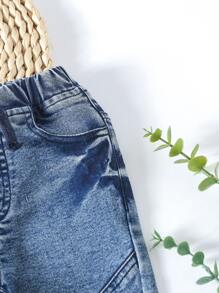 Denim em bé Túi màu trơn - Rửa trung bình - Xem 4