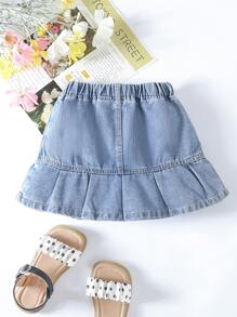 小女童百褶下擺牛仔半身裙