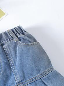 小女童百褶下擺牛仔半身裙