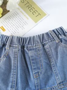 小女童百褶下擺牛仔半身裙