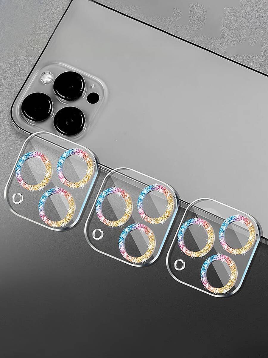 Bộ bảo vệ ống kính điện thoại lấp lánh 3 tấm tương thích với iPhone 15/15Pro/15Plus/15Promax - Nhiều màu - Xem 1