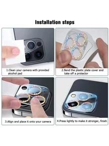 Bộ bảo vệ ống kính điện thoại lấp lánh 3 tấm tương thích với iPhone 15/15Pro/15Plus/15Promax - Nhiều màu - Xem 4