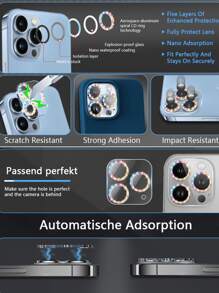 Bộ bảo vệ ống kính điện thoại lấp lánh 3 tấm tương thích với iPhone 15/15Pro/15Plus/15Promax - Nhiều màu - Xem 7