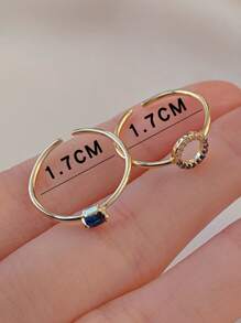 Nooxian 2 Cái/bộ Thời Trang Đính Đá Cubic Zirconia Tròn & Vuông Trang Trí Vòng Đeo Tay Cho Nữ Trang Trí Hàng Ngày - Vàng - Xem 5