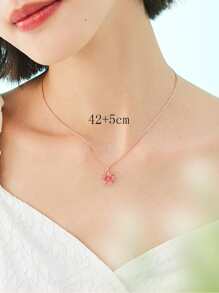 Cubic Zirconia Decor Flower Pendant Necklace Valentines,Mom,Mother,Mother's Day,Gift