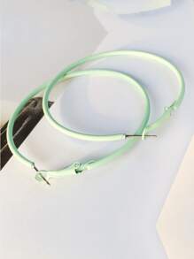 極簡圓耳環 - 薄荷綠 - 查看 1