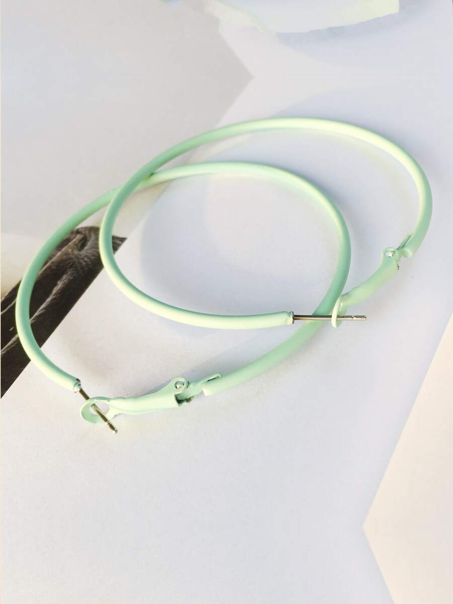 極簡圓耳環 - 薄荷綠 - 查看 1