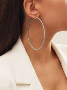 極簡圓耳環 - 薄荷綠 - 查看 2