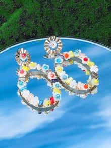 2pcs Bead Decor Drop Earrings - Multicolor - View 4