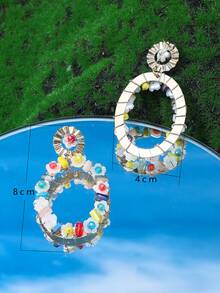 2pcs Bead Decor Drop Earrings - Multicolor - View 5