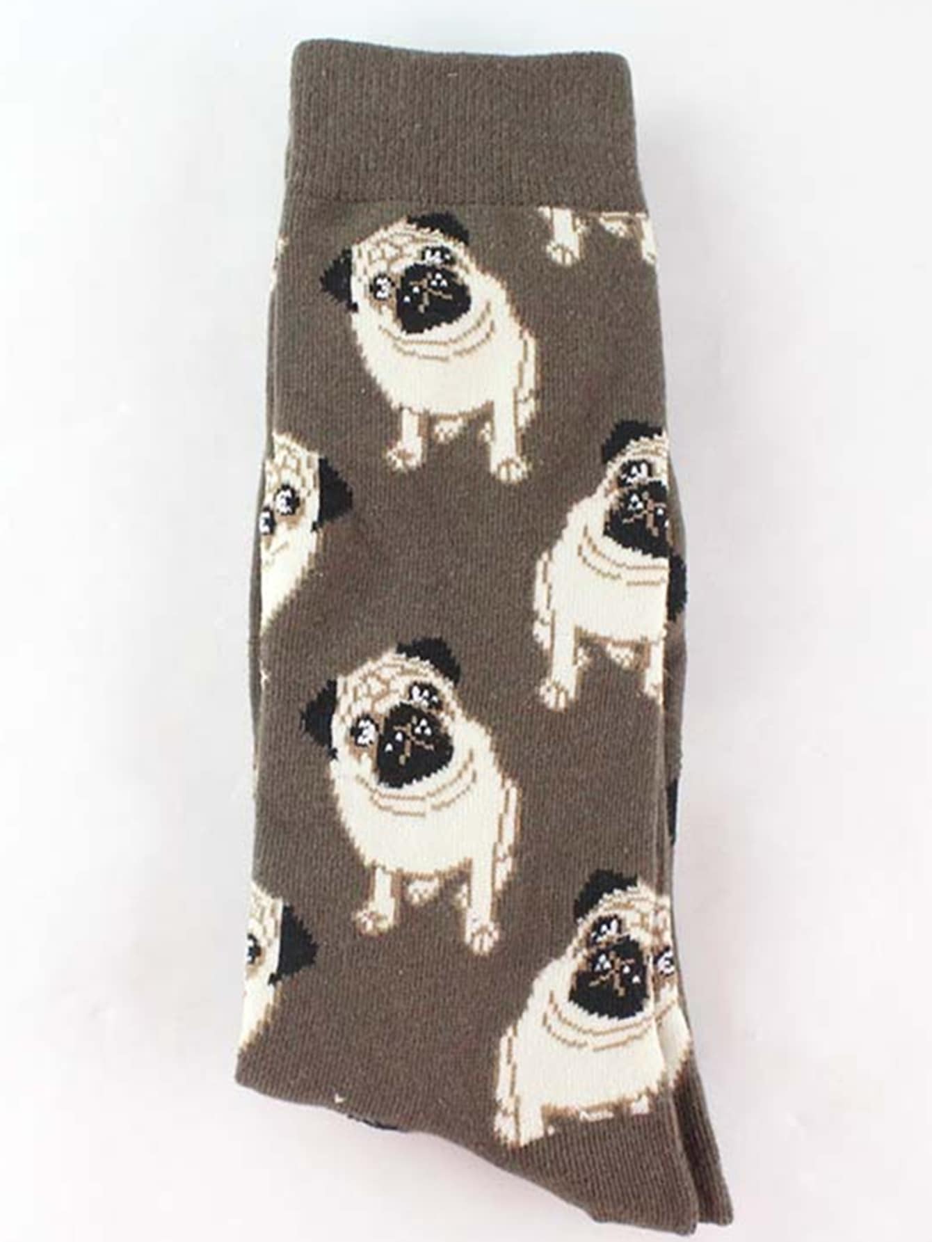 GNIM HL Men Dog Pattern Crew Socks, Fall Socks