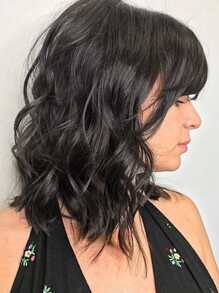 Short Curly Synthetic Hair Topper - Black - View 1