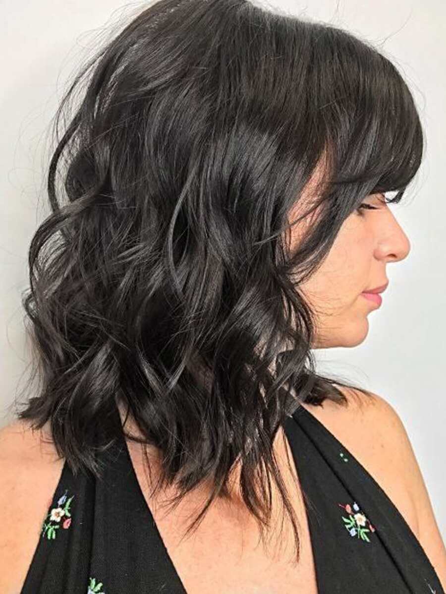 Short Curly Synthetic Hair Topper - Black - View 1