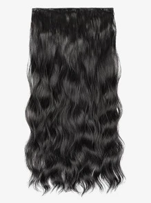 Synthetic 5 Clip In Hair Extensions Long Curly Hairstyle Hairpiece Black 24 Inch Natural Wig For Women - Black - View 4