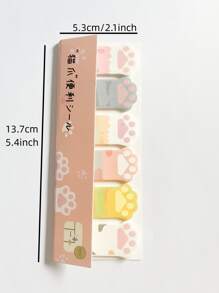 1入組（共120張）貓爪形狀的便利貼。可愛的卡通貓系列坐姿方便貼紙,閱讀標記索引貼紙,工作備忘貼紙,辦公及學習備忘信息貼紙。 - 彩色 - 查看 5