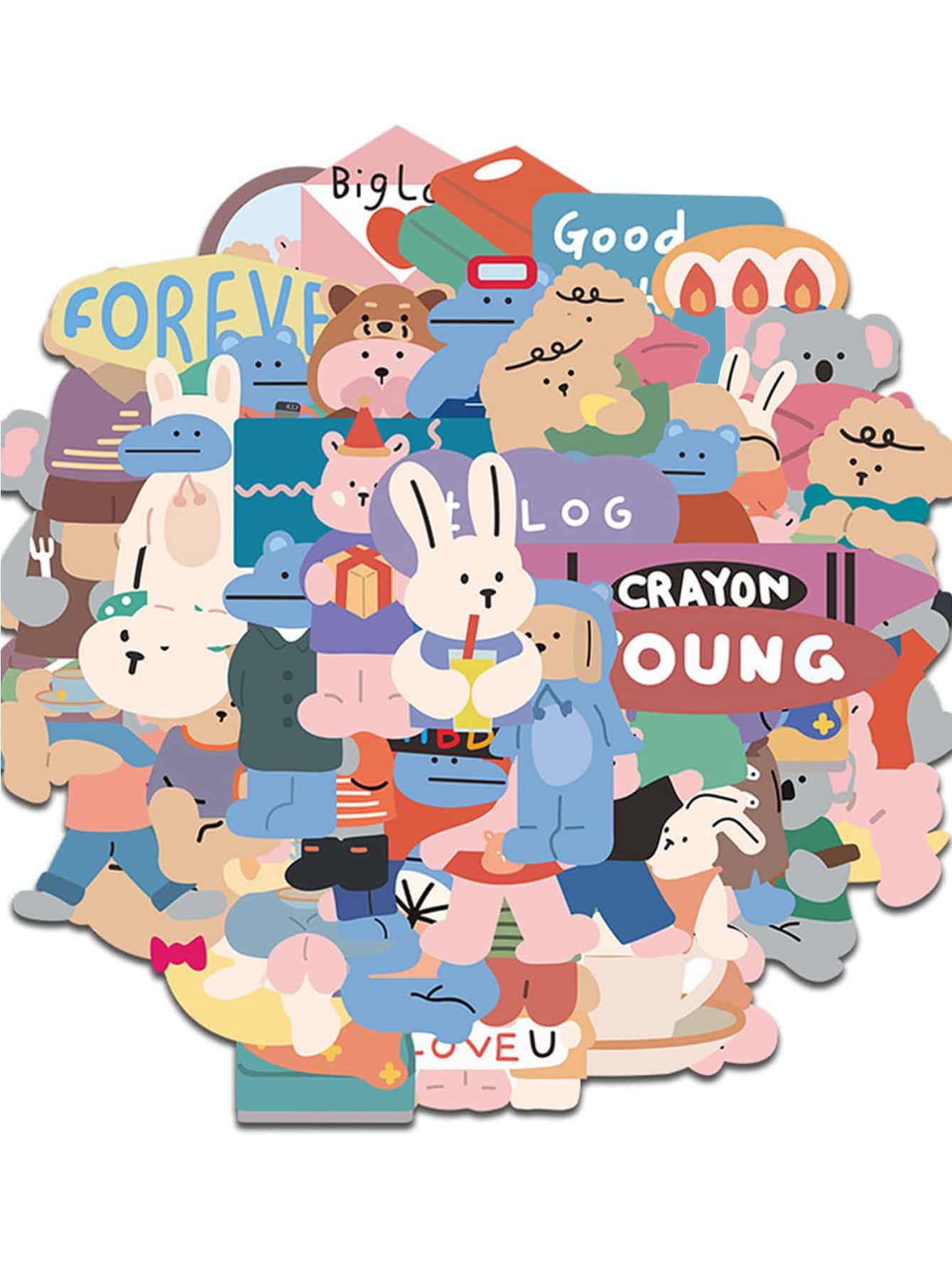 ملصق بجرافيك رسوم كارتون 50 قطعة