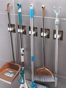 SHEIN Basic living 1 件装塑料壁挂式拖把架，免打孔拖把和扫帚架，适用于浴室圣诞节节日礼物 - 白色 - 查看 5