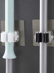 SHEIN Basic living 1 件装塑料壁挂式拖把架，免打孔拖把和扫帚架，适用于浴室圣诞节节日礼物 - 白色 - 查看 7