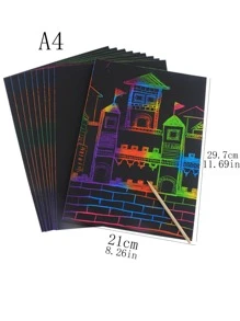 10入組混合圖案刮画紙 - 彩色 - 查看 4