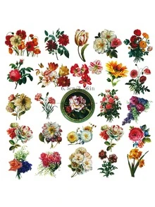 50pcs Floral Pattern Sticker - Multicolor - View 4