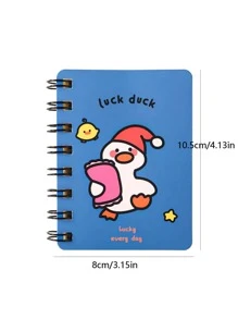 Mini Bloc de notas de bobina en espiral con cubierta de cinta de dibujos animados, autoseparación aleatoria, con 80 hojas, 1 pieza - Multicolor - Ver 4