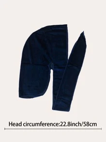 1 pieza Gorra de durag de terciopelo con tiras largas para hombres, con forro térmico, sombrero de pirata cálido adecuado para actividades al aire libre y uso diario - Azul Marino - Ver 4