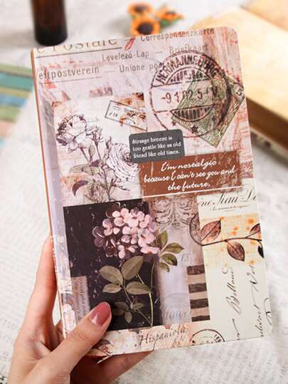 1pc Flower Print Cover Random Notebook Back To School