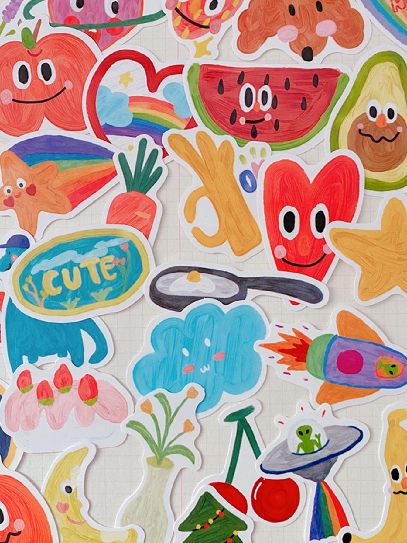 40 piezas Pegatinia con estampado de dibujos animados - Multicolor - Ver 1