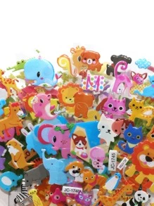 5入組隨機卡通動物貼紙