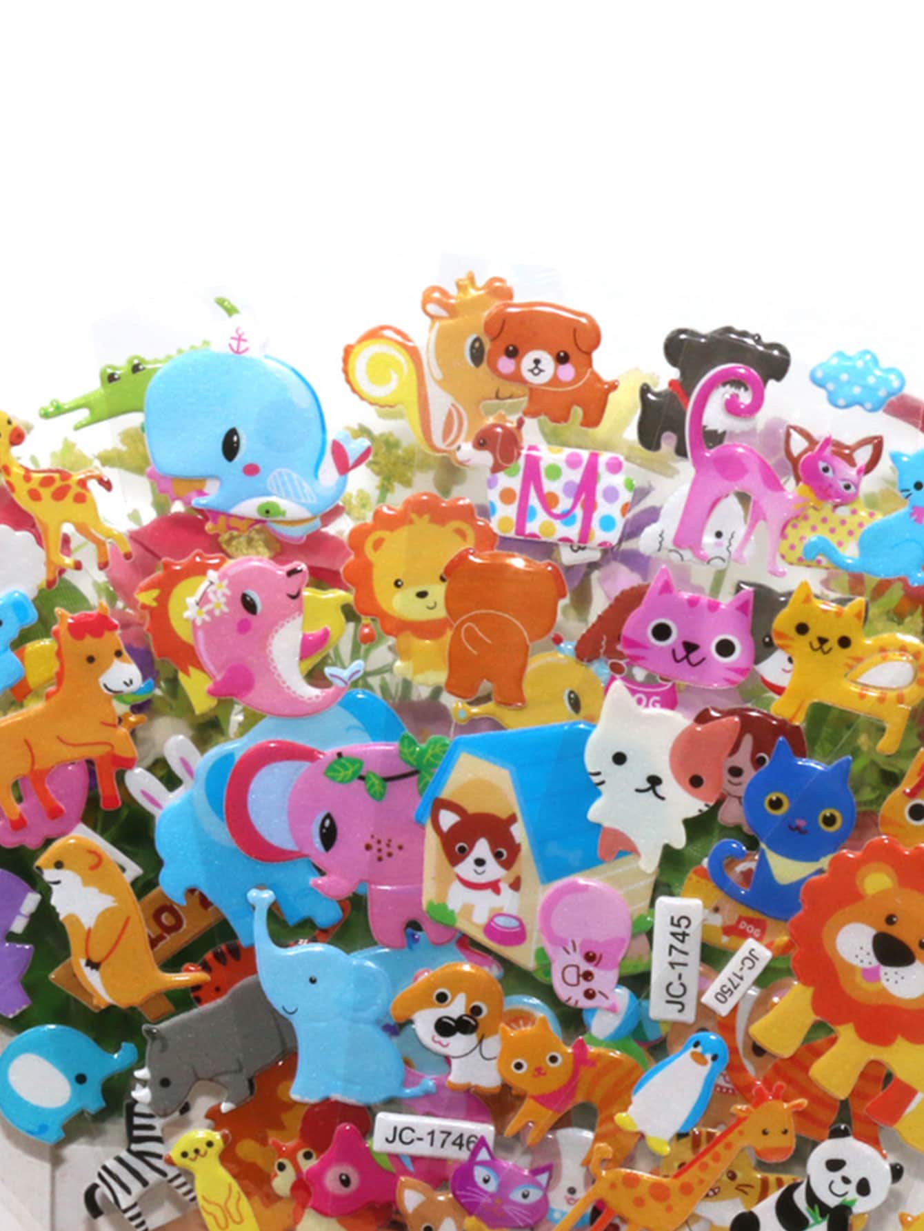 5入組隨機卡通動物貼紙