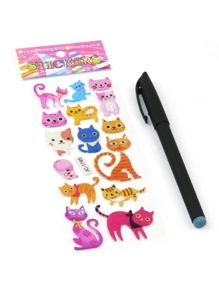 5入組隨機卡通動物貼紙