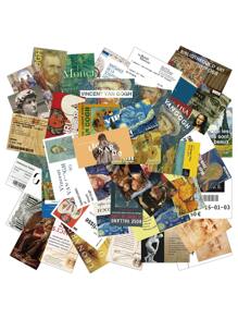 50 张艺术博物馆艺术油画票根涂鸦贴纸，名画贴纸适用于笔记本、手提电脑、水瓶、自行车、滑板、剪贴簿、防水乙烯基、艺术画廊 - 彩色 - 查看 1