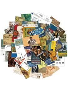 50 张艺术博物馆艺术油画票根涂鸦贴纸，名画贴纸适用于笔记本、手提电脑、水瓶、自行车、滑板、剪贴簿、防水乙烯基、艺术画廊 - 彩色 - 查看 3