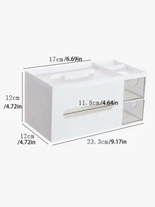 1个塑料桌面笔筒，桌面笔筒，文具收纳盒，易于组装的办公桌配件，办公用品。 - 白色 - 查看 2