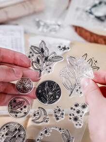 1sheet Plants Pattern Random Stamp - Black and White - View 1