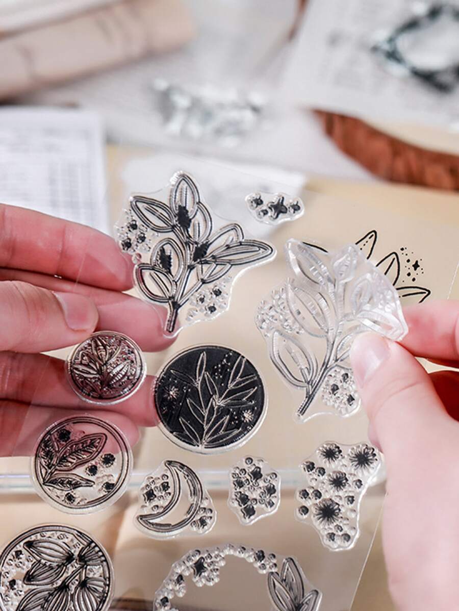 1sheet Plants Pattern Random Stamp - Black and White - View 1