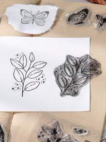 1sheet Plants Pattern Random Stamp - Black and White - View 3