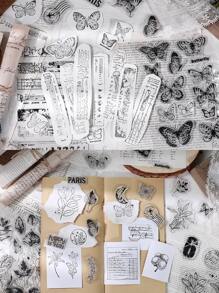 1sheet Plants Pattern Random Stamp - Black and White - View 5