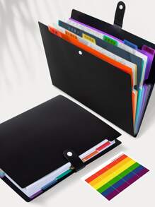 1pc 7 Grid Expandable File Folder - Multicolor - View 1